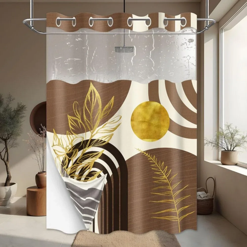Boho Modern Hook-less Shower Curtain with Snap in Liner, 54